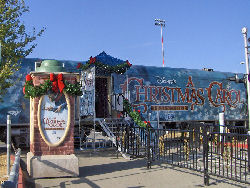 The train was at a depot in Oakland; they had snow machines and it was decorated for Christmas ... in June!